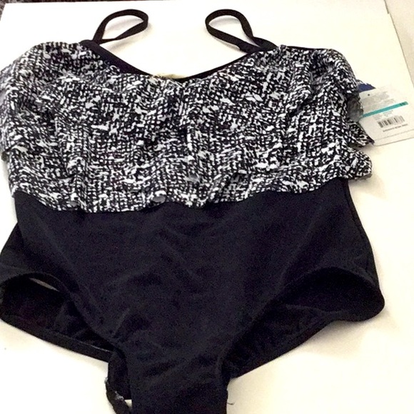 maxine Other - Maxine, One Piece Minimizer Black, Ruffle Top Swimsuit. Tummy Control, Slimming.
